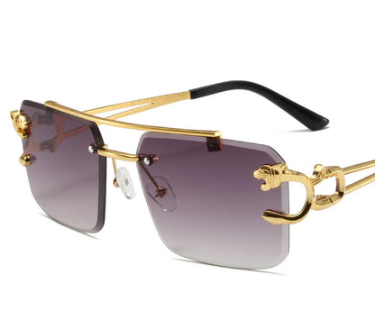 Hollow Mirror Leg Sunglasses — Hip Hop Street Style Gold Frame | Unisex
