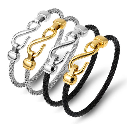 Open Titanium Steel Bracelet — Figure-8 Fishhook Cuff | Unisex