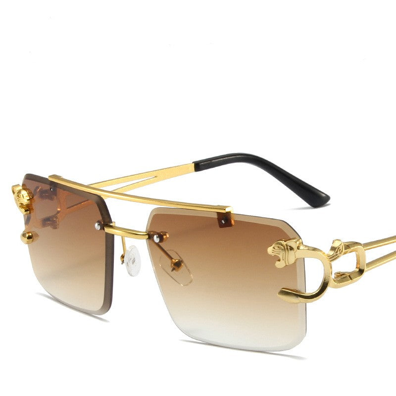 Hollow Mirror Leg Sunglasses — Hip Hop Street Style Gold Frame | Unisex