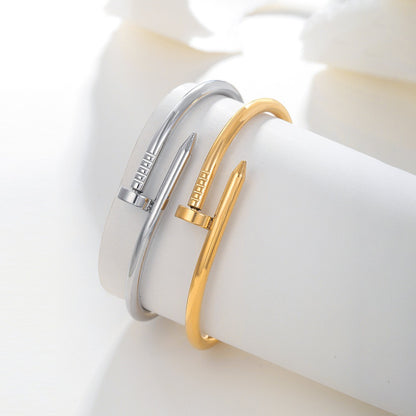 Titanium Steel Rivet Bracelet — INS Style Open Cuff | Unisex
