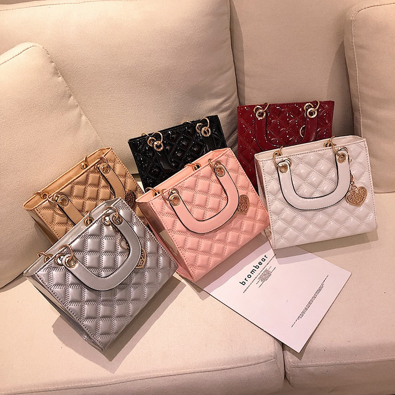 Lingge Quilted Chain Shoulder Bag — Patent Leather Designer Crossbody | Women