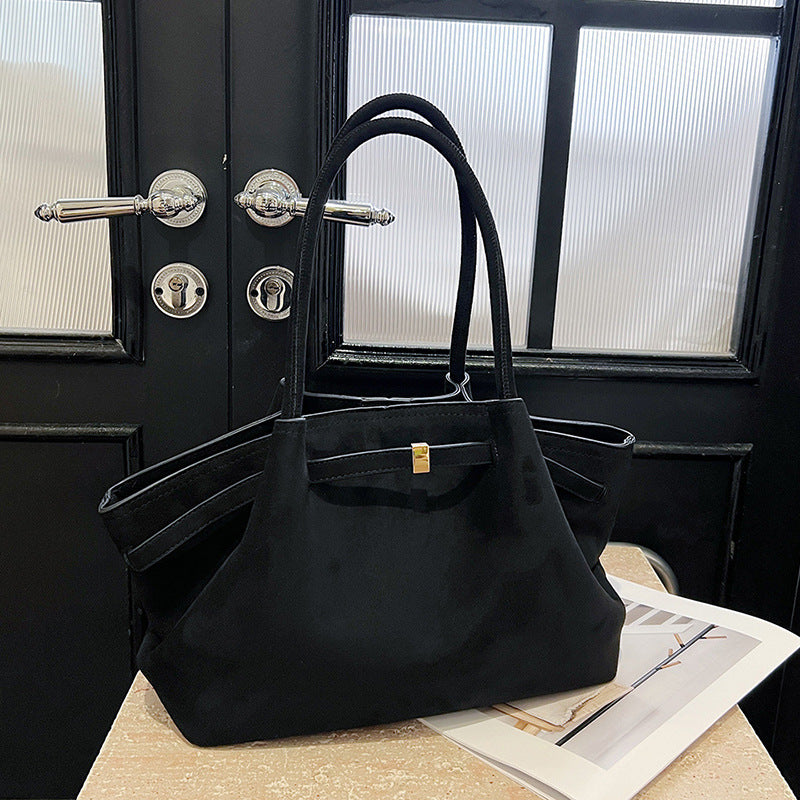 Velvet Suede Tote Bag — Large Capacity Retro Commuter Handbag | Women