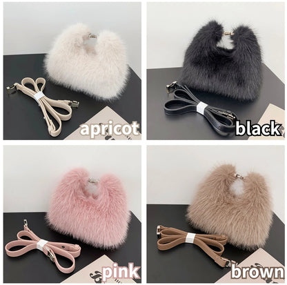 Plush Faux Fur Box Bag — Fluffy Shoulder, Crossbody & Clutch | Women