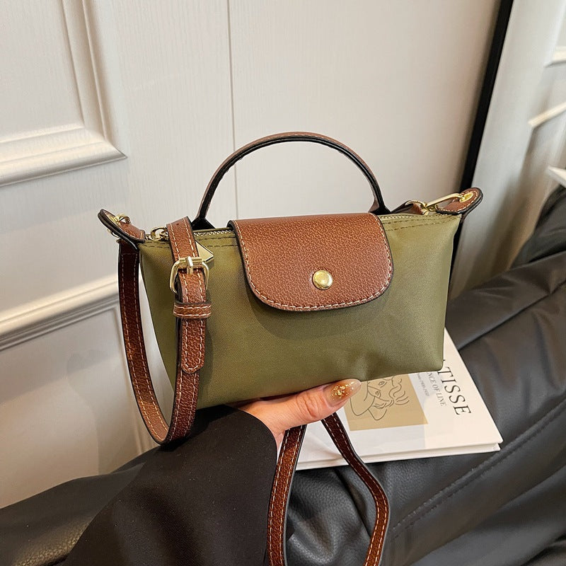 Mini Dumpling Crossbody Bag — Color-Block Nylon Phone Bag | Women 2025