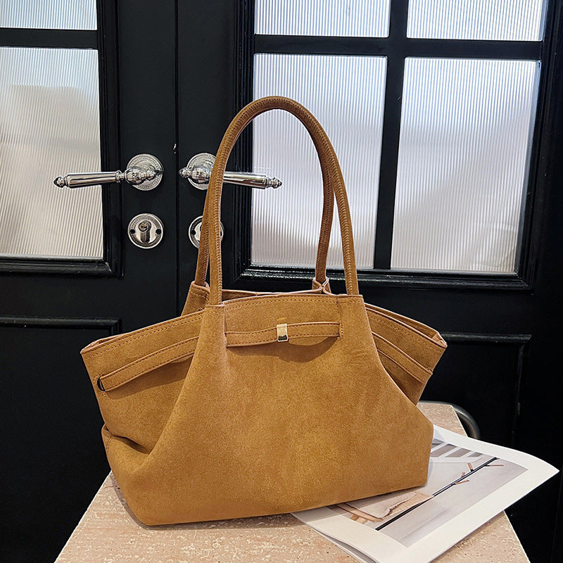 Velvet Suede Tote Bag — Large Capacity Retro Commuter Handbag | Women