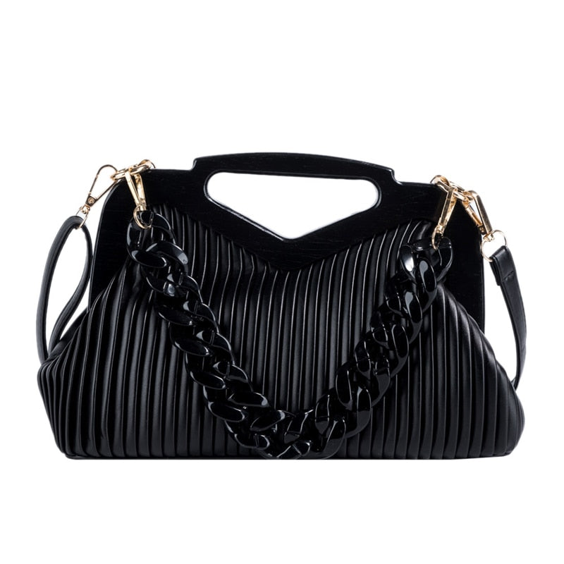 Pleated Triangle Shoulder Bag — Designer-Inspired Crossbody & Clutch | Women