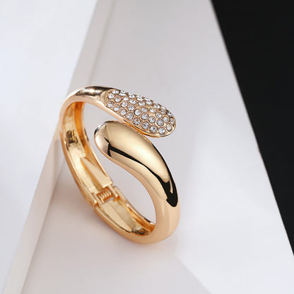 Statement Alloy Cuff Bangle — Open Gold Tone Bracelet | Women