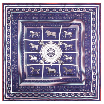 Handmade Curled Edge Twill Silk Square Scarf — Checkered Print Shawl & Headband | Women