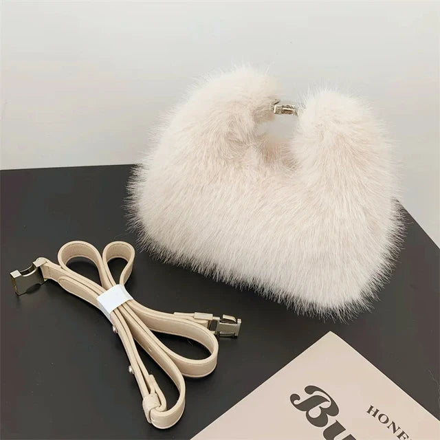 Plush Faux Fur Box Bag — Fluffy Shoulder, Crossbody & Clutch | Women