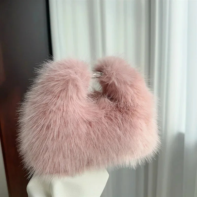 Plush Faux Fur Box Bag — Fluffy Shoulder, Crossbody & Clutch | Women