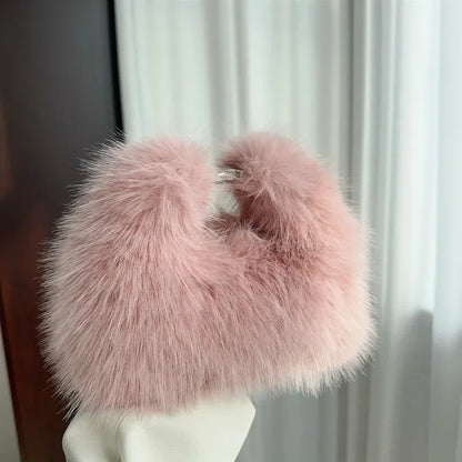 Plush Faux Fur Box Bag — Fluffy Shoulder, Crossbody & Clutch | Women