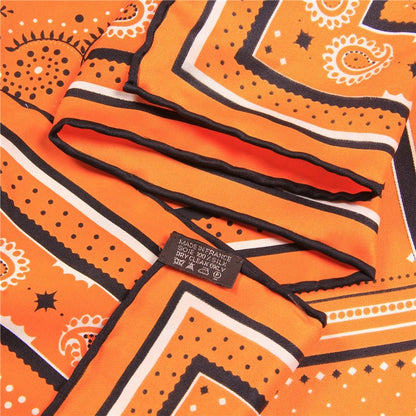 Handmade Curled Edge Twill Silk Square Scarf — Checkered Print Shawl & Headband | Women