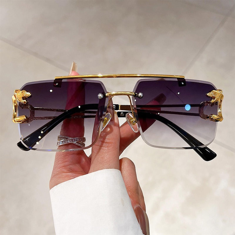Hollow Mirror Leg Sunglasses — Hip Hop Street Style Gold Frame | Unisex