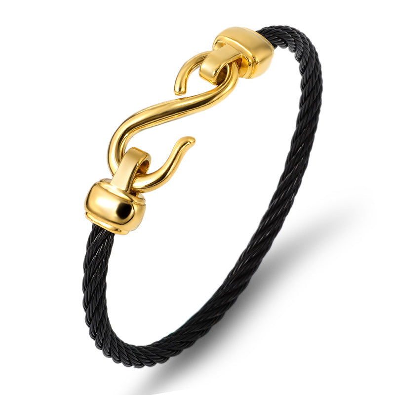 Open Titanium Steel Bracelet — Figure-8 Fishhook Cuff | Unisex