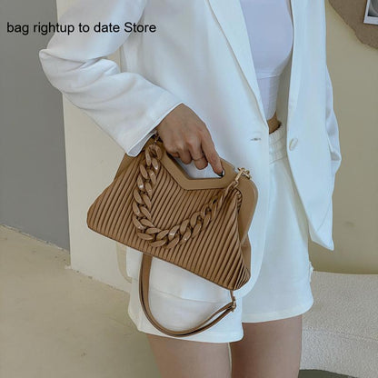 Pleated Triangle Shoulder Bag — Designer-Inspired Crossbody & Clutch | Women