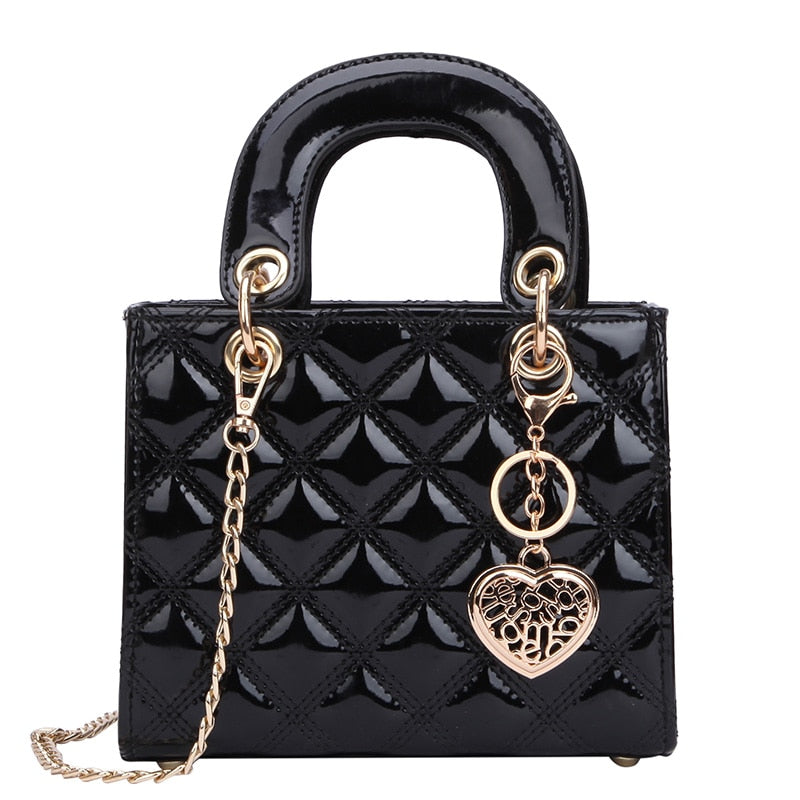 Lingge Quilted Chain Shoulder Bag — Patent Leather Designer Crossbody | Women