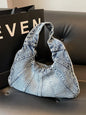 Crescent Shaped Denim Shoulder Bag — Half Moon Casual Crossbody | Women