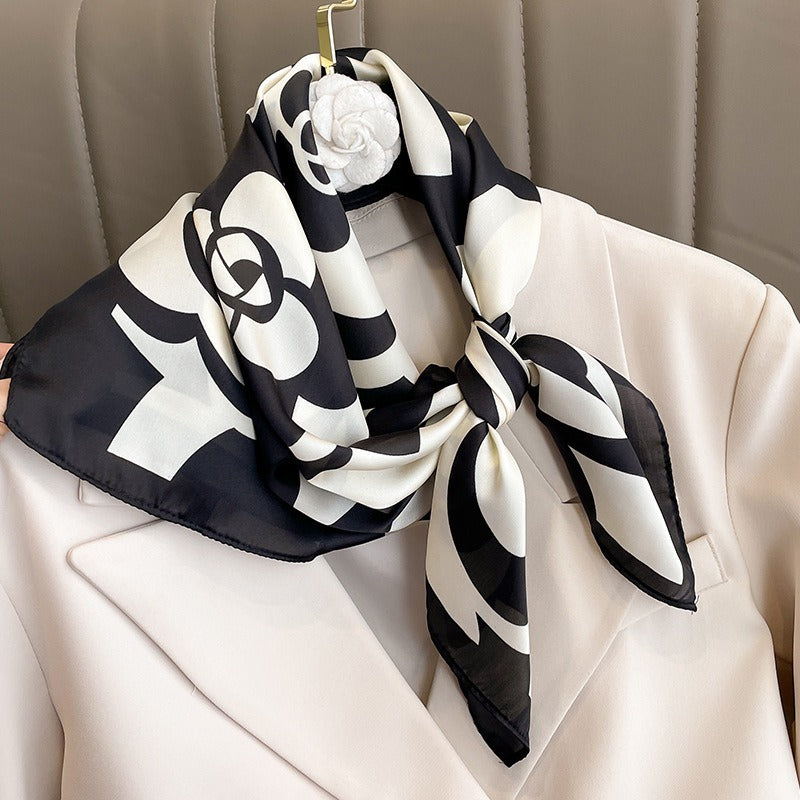 Korean-Style Square Silk Scarf — Headband, Bag Charm & Neck Tie | Women