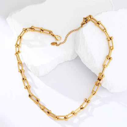 Exaggerated Gold Thick Chain Necklace — 316L Stainless Steel Waterproof | Women