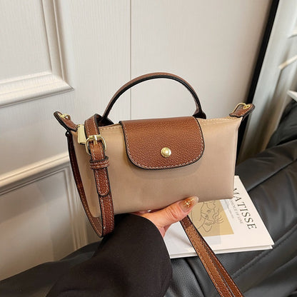 Mini Dumpling Crossbody Bag — Color-Block Nylon Phone Bag | Women 2025