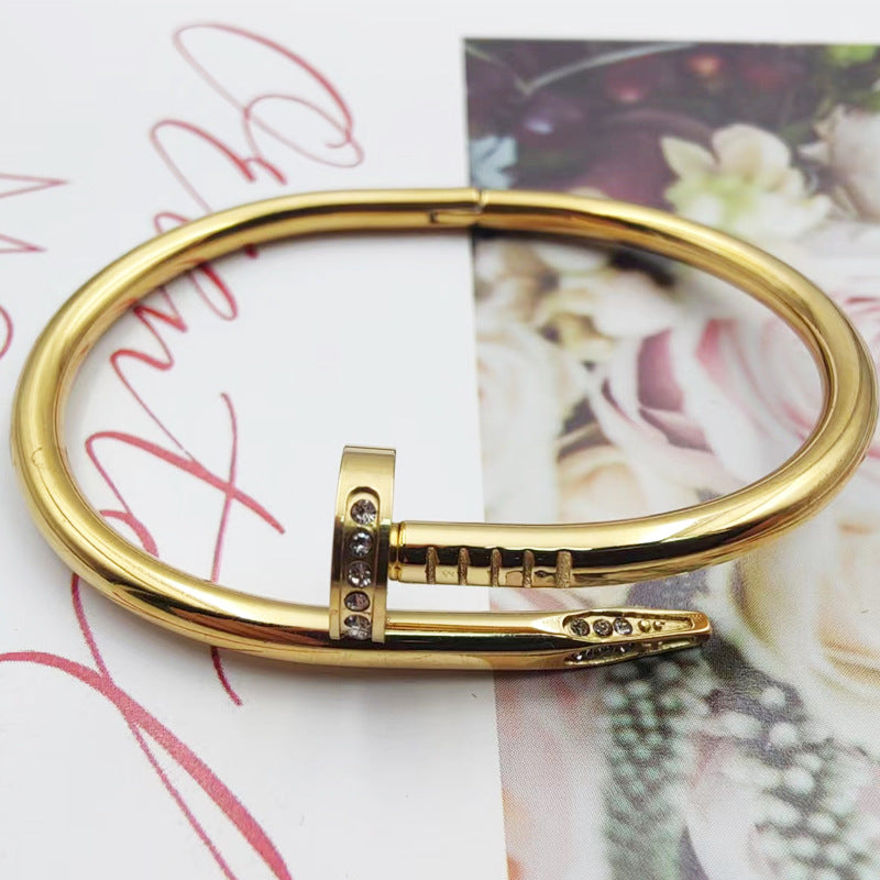Titanium Steel Rivet Bracelet — INS Style Open Cuff | Unisex