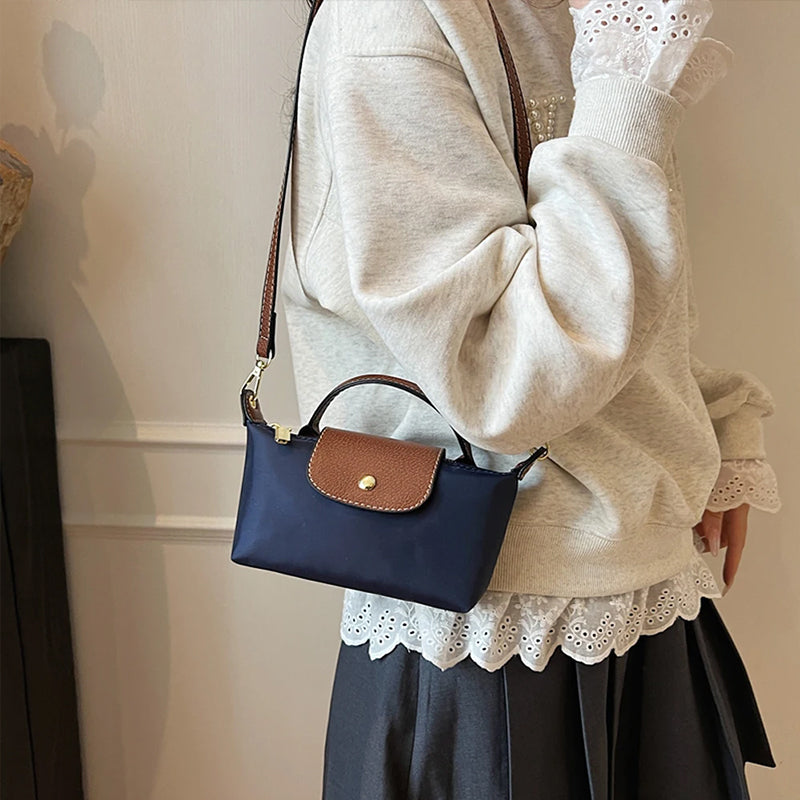 Mini Dumpling Crossbody Bag — Color-Block Nylon Phone Bag | Women 2025