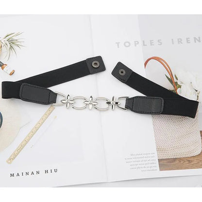 Fashion Female Metal Chain Elastic Waistband Fine Cummerbund Cinch Belt for Women Dress Coat Clothing Accessories