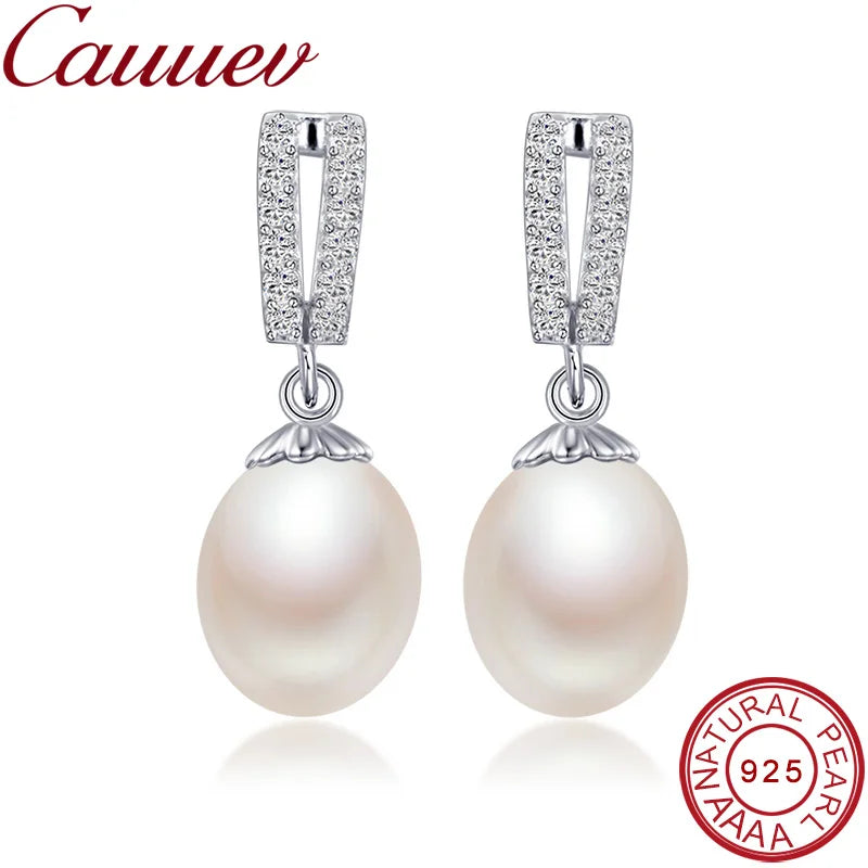 AAAA Natural Freshwater Pearl Drop Earrings | 925 Sterling Silver | 5 Colors