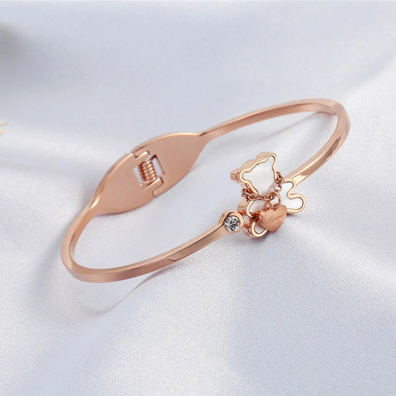 Simple Bear Bracelet For Women stainless steel Bracelets 2023 Fashion Jewelry Accessory