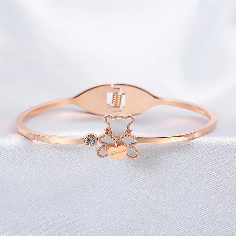 Simple Bear Bracelet For Women stainless steel Bracelets 2023 Fashion Jewelry Accessory