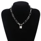 New Simple Fashion Metal Lock Pendants Punk Necklaces for Women Gold Color Hollow Pendant Chain Personality Gothic Neck Jewelry