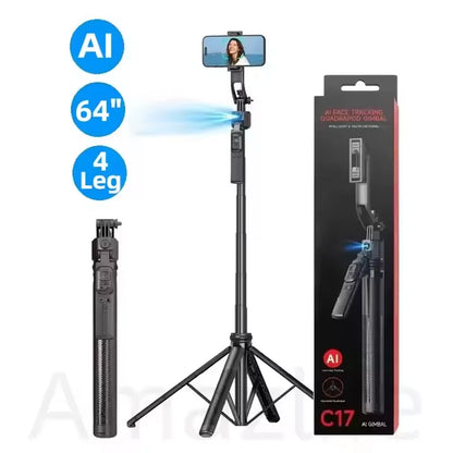 C17 AI Face Tracking Selfie Stick Tripod | 360° Gesture Control for TikTok & Streaming