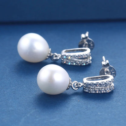AAAA Natural Freshwater Pearl Drop Earrings | 925 Sterling Silver | 5 Colors