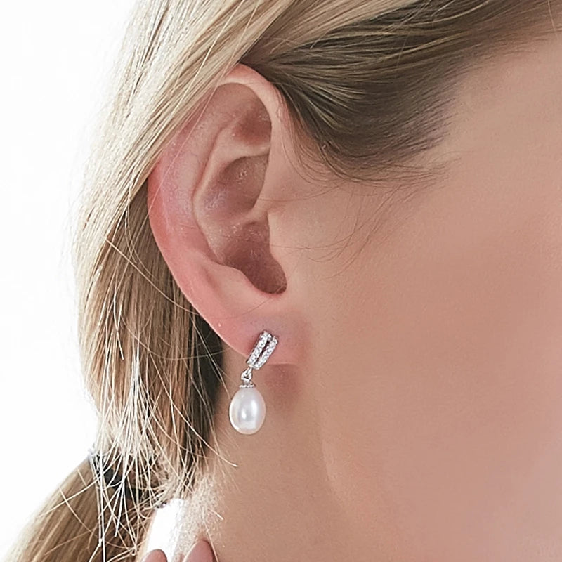 AAAA Natural Freshwater Pearl Drop Earrings | 925 Sterling Silver | 5 Colors