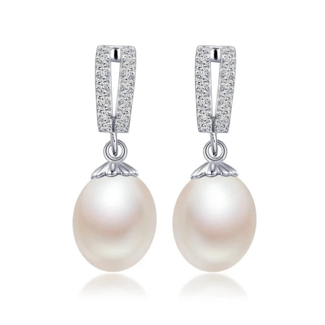 AAAA Natural Freshwater Pearl Drop Earrings | 925 Sterling Silver | 5 Colors