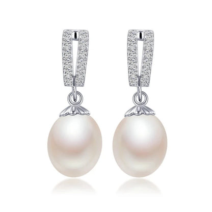 AAAA Natural Freshwater Pearl Drop Earrings | 925 Sterling Silver | 5 Colors
