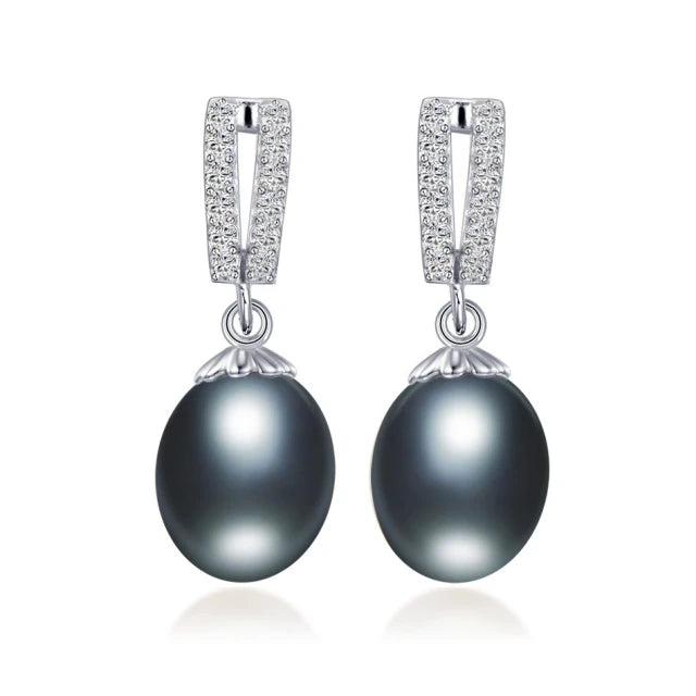 AAAA Natural Freshwater Pearl Drop Earrings | 925 Sterling Silver | 5 Colors