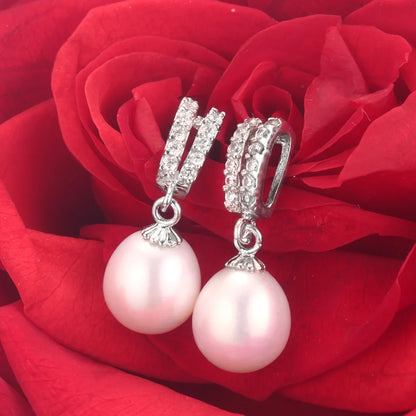 AAAA Natural Freshwater Pearl Drop Earrings | 925 Sterling Silver | 5 Colors