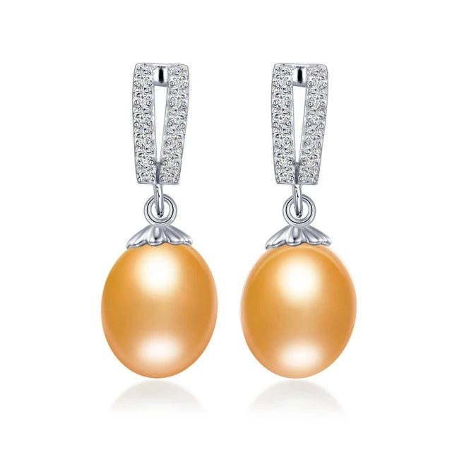 AAAA Natural Freshwater Pearl Drop Earrings | 925 Sterling Silver | 5 Colors