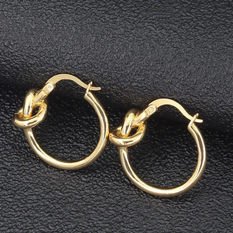 Titanium Steel Hoop Earrings for Women — 18K Gold & White Gold Plated