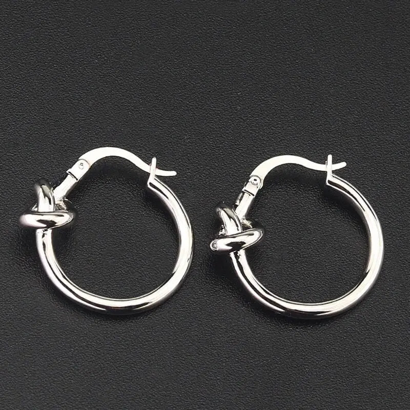 Titanium Steel Hoop Earrings for Women — 18K Gold & White Gold Plated
