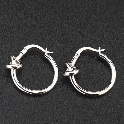 Titanium Steel Hoop Earrings for Women — 18K Gold & White Gold Plated