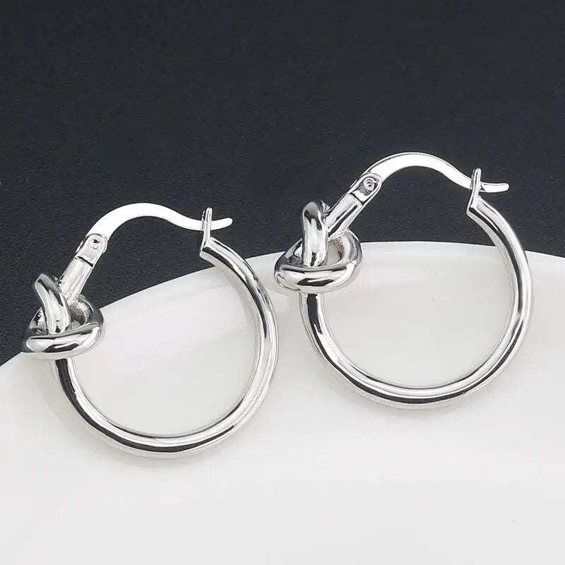 Titanium Steel Hoop Earrings for Women — 18K Gold & White Gold Plated