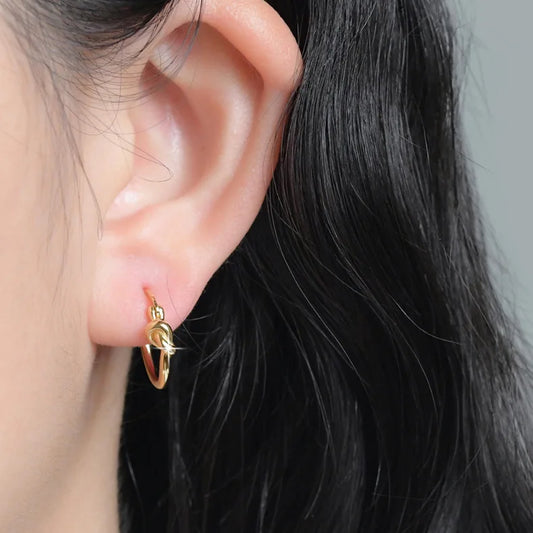 Fashion Stainless Steel Geometric Stud Earrings - Gold Simple Trendy Brincos for Women