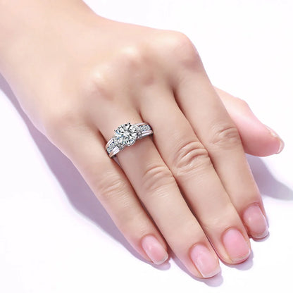 2ct Moissanite or Zirconia Bridal Ring - Solid 925 Sterling Silver & 14K White Gold, D Color VVS1