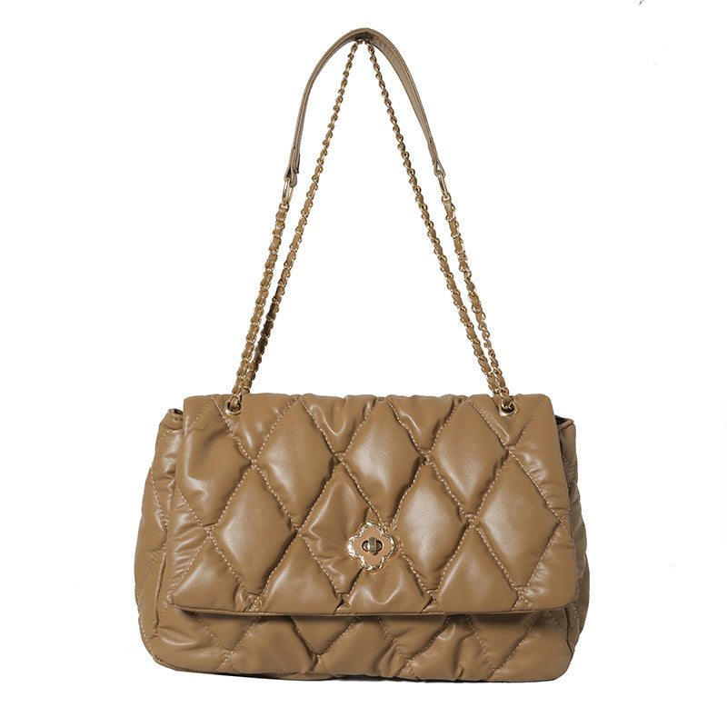 Large Capacity Rhombus Quilted Tote Bag — Chain Detail Crossbody | Women