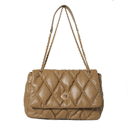 Large Capacity Rhombus Quilted Tote Bag — Chain Detail Crossbody | Women