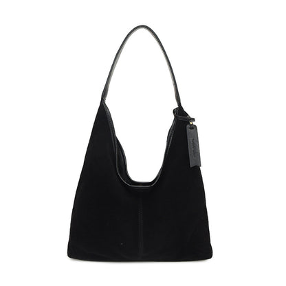 Retro Suede Bucket Bag for Women — Large Capacity European Style Shoulder Tote