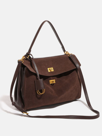 Retro Suede Kelly Bag for Women — Large Capacity Crossbody Shoulder & Work Tote