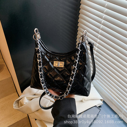 Tweed-Style Quilted Chain Crossbody Bag — 2025 Spring Fashion Small Square Bag | Women
